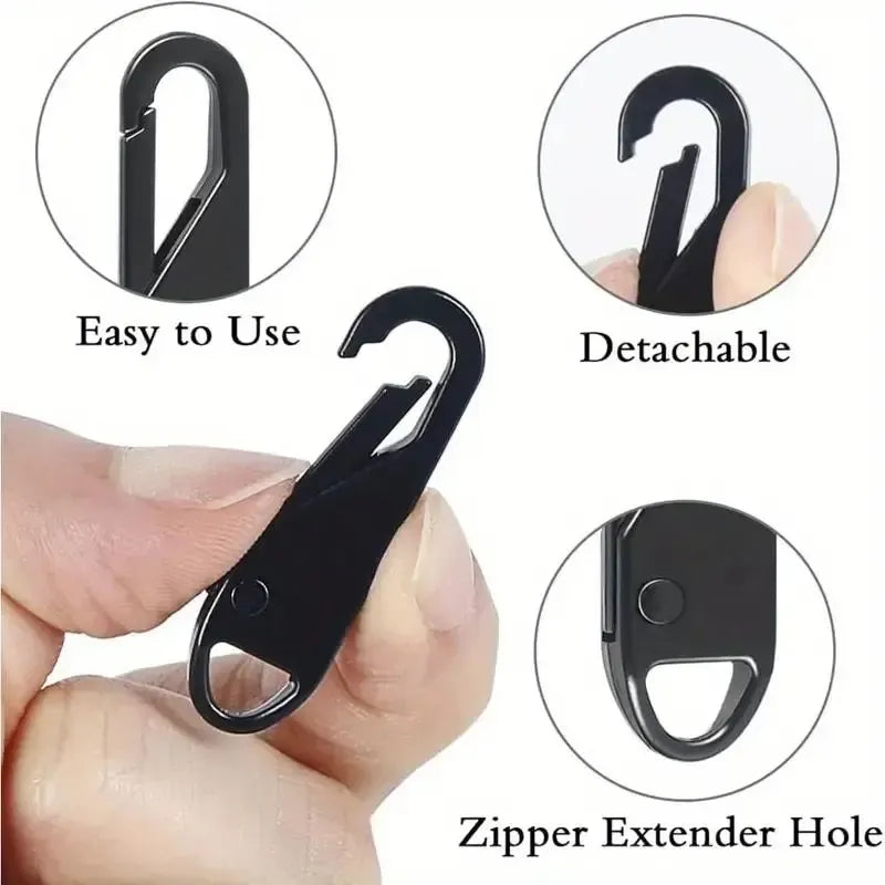 Zipper Pull Replacement, 4 Counts Detachable Zipper Heads, Reusable Zipper Pulls for Travel Bags, Clothing, Backpacks, Boots and Wallets
